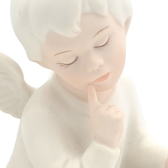 Vtg 1991 Angel Cherub Sitting With Rose Porcelain Figurines Set 2 HOMCO Mizuno - Picture 3 of 9